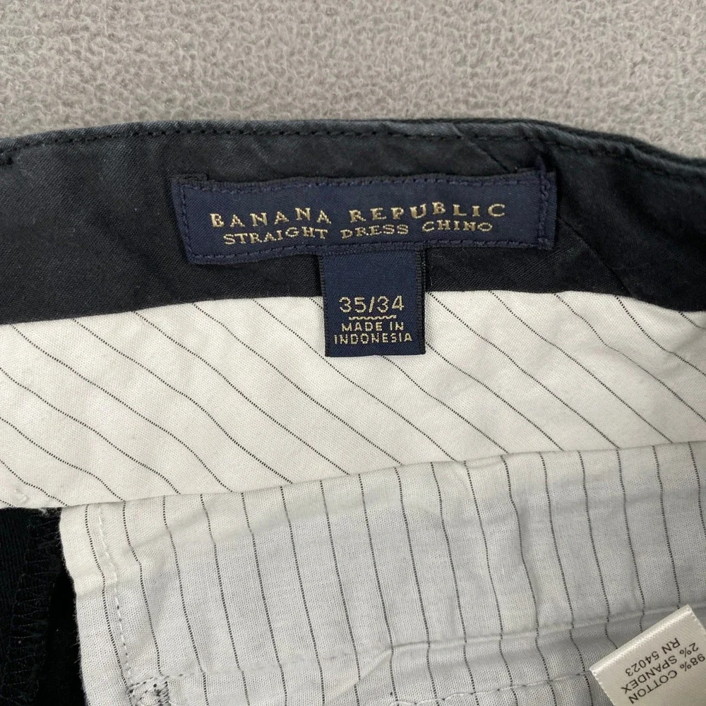 Banana Republic Straight Dress Chino Mens 35/34 Black Cotton Stretch Pants 6253